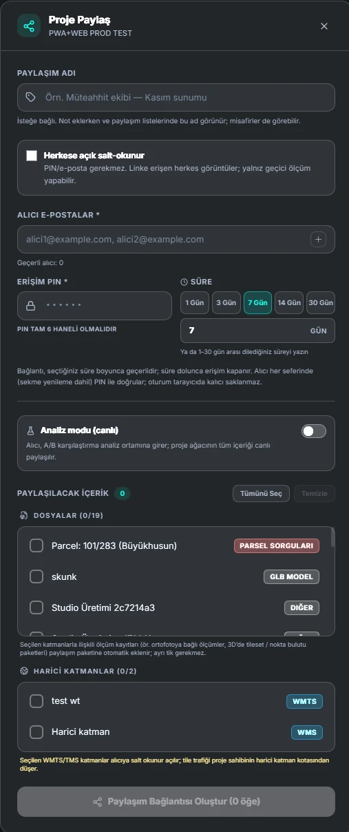 CartaX paylaşım modalı